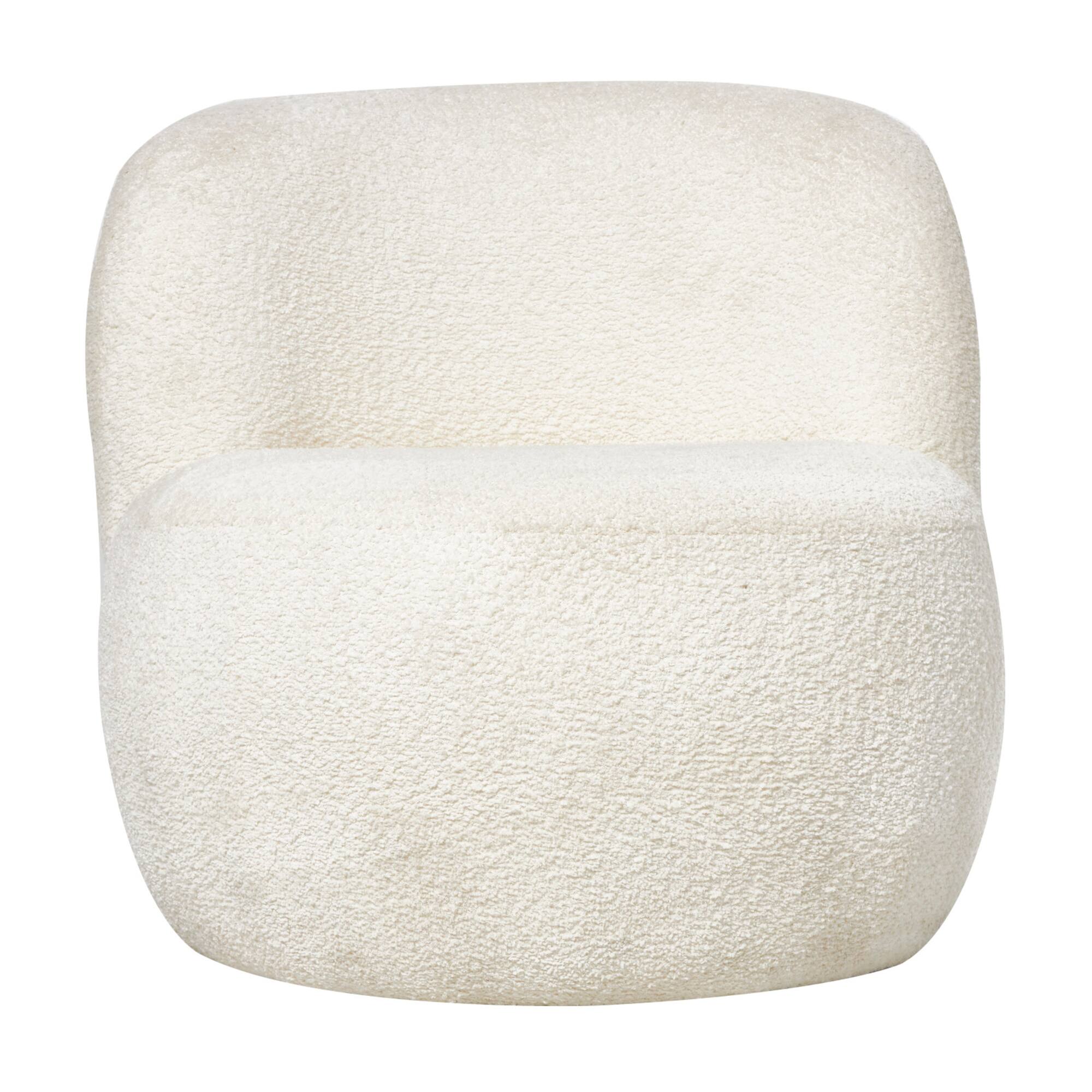 White Polyester Rounded Barrel Accent Chair